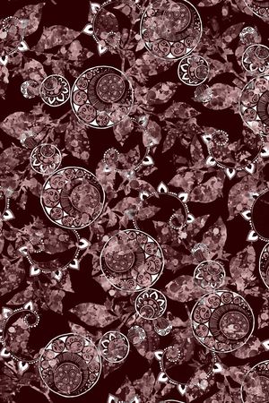 黑底花卉印花华亿平台图片