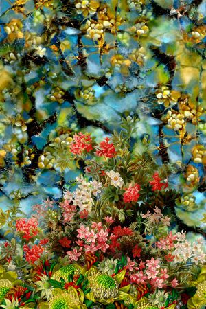 手绘花卉印花华亿平台图片