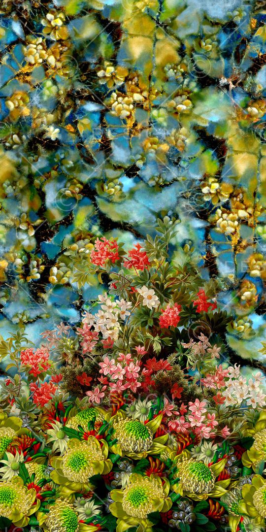 手绘花卉印花华亿平台图片