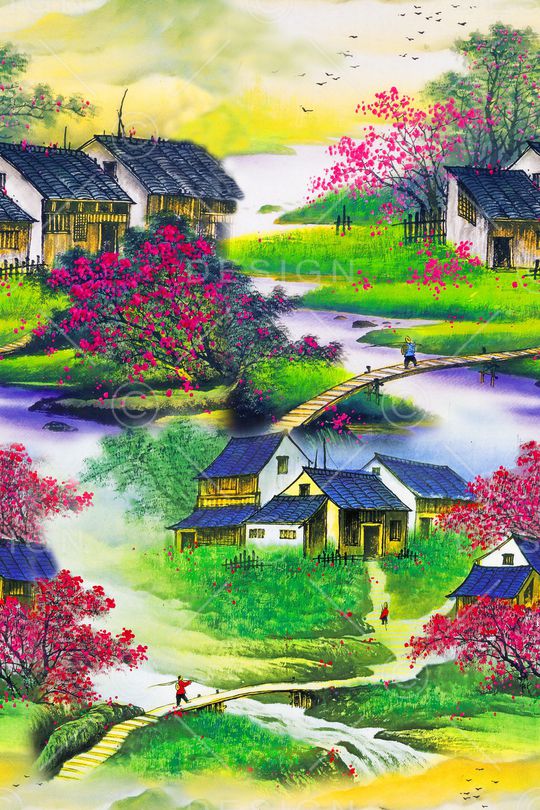 风景景观印花华亿平台图片