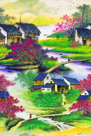 风景景观印花华亿平台图片