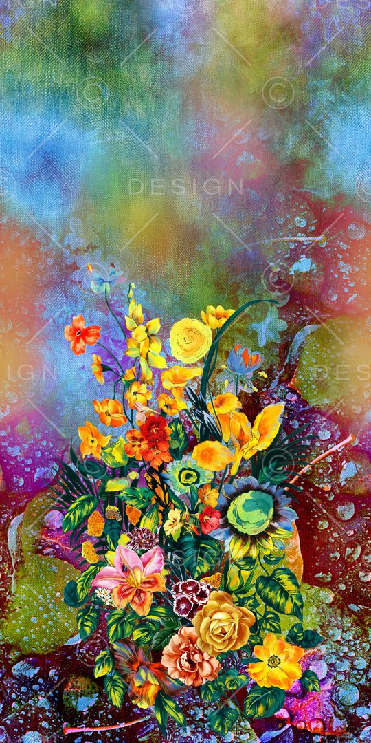 水彩花卉印花华亿平台图片