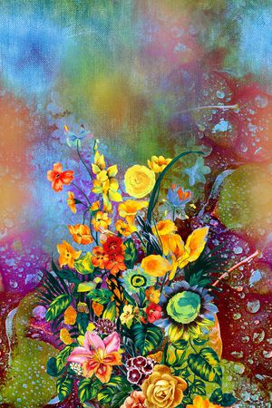 水彩花卉印花华亿平台图片