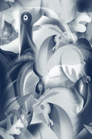 抽象男装印花华亿平台图片