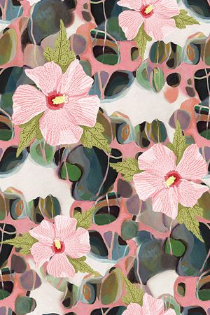 水彩花卉印花华亿平台图片