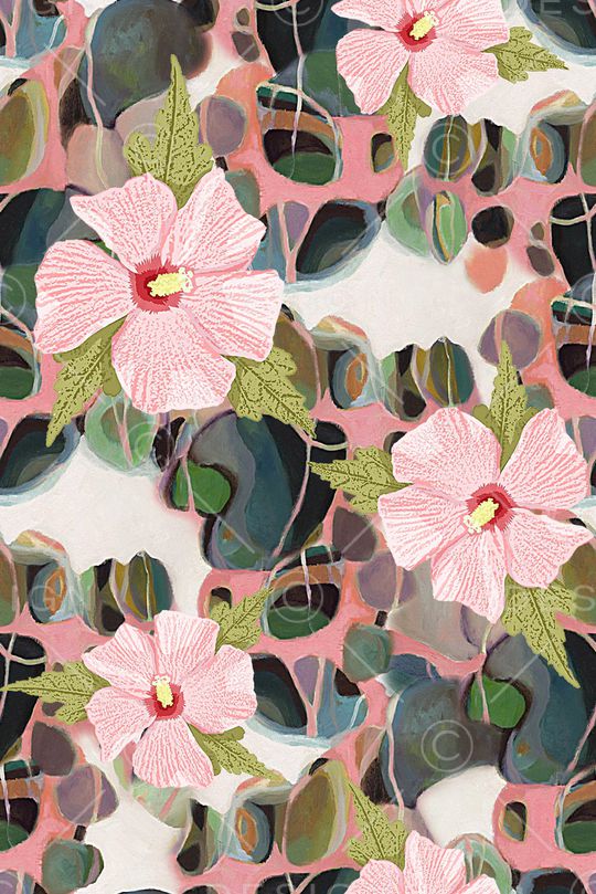 水彩花卉印花华亿平台图片