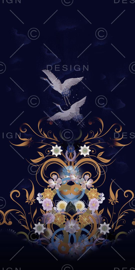 仙鹤印花华亿平台图片