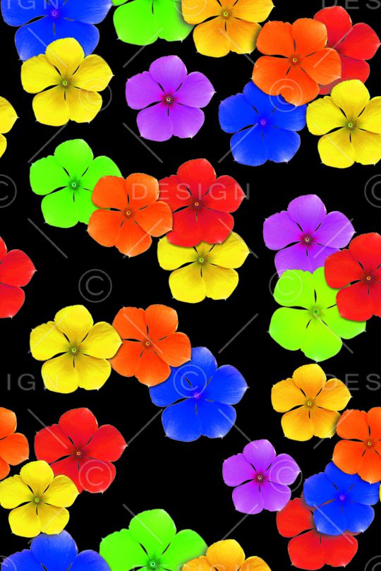 黑底花卉印花华亿平台图片