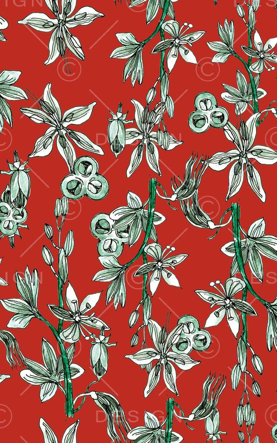 线条花卉印花华亿平台图片