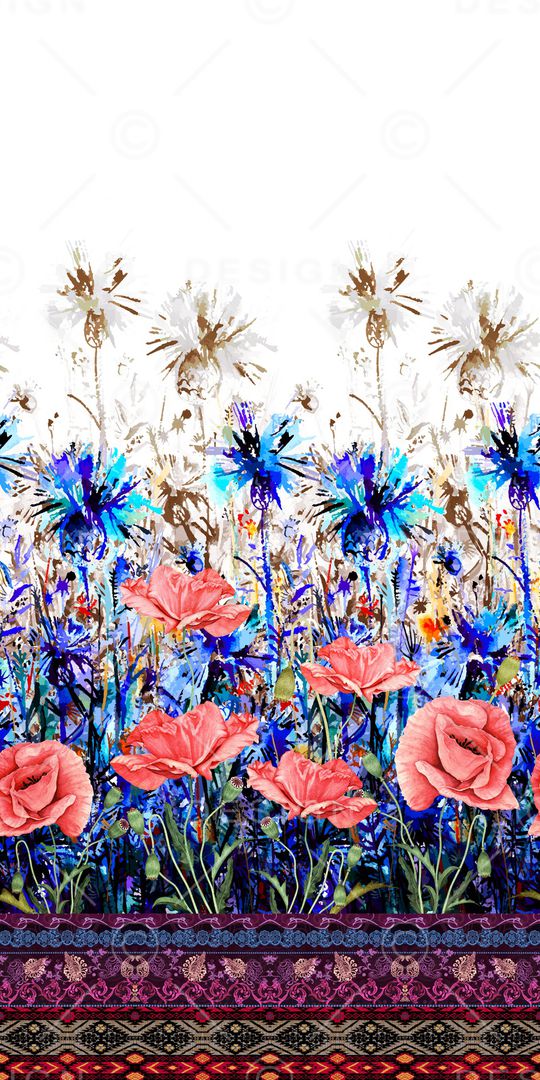 水彩花卉印花华亿平台图片