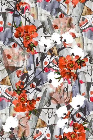 水彩花卉印花华亿平台图片