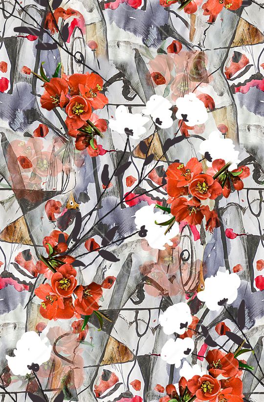 水彩花卉印花华亿平台图片