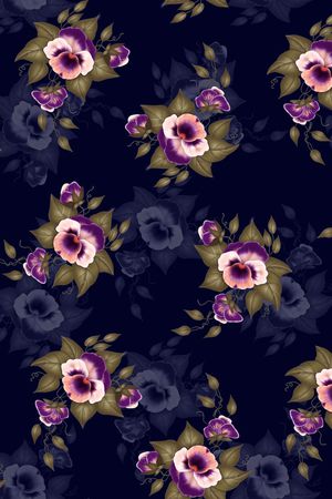 黑底花卉印花华亿平台图片