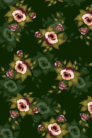 黑底花卉印花华亿平台图片