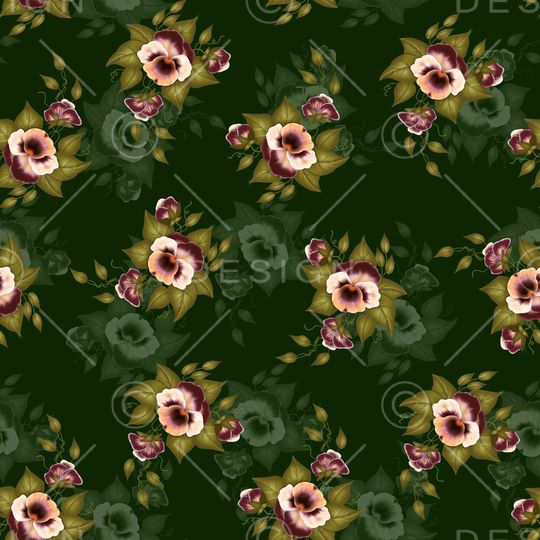 黑底花卉印花华亿平台图片