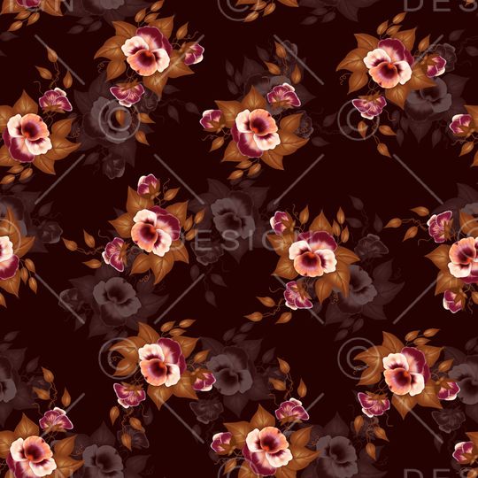 黑底花卉印花华亿平台图片