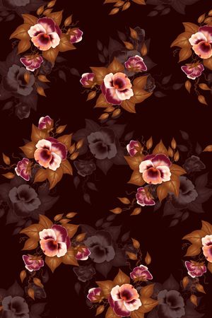 黑底花卉印花华亿平台图片