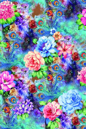 手绘花卉印花华亿平台图片