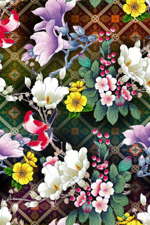 民族花卉印花华亿平台图片