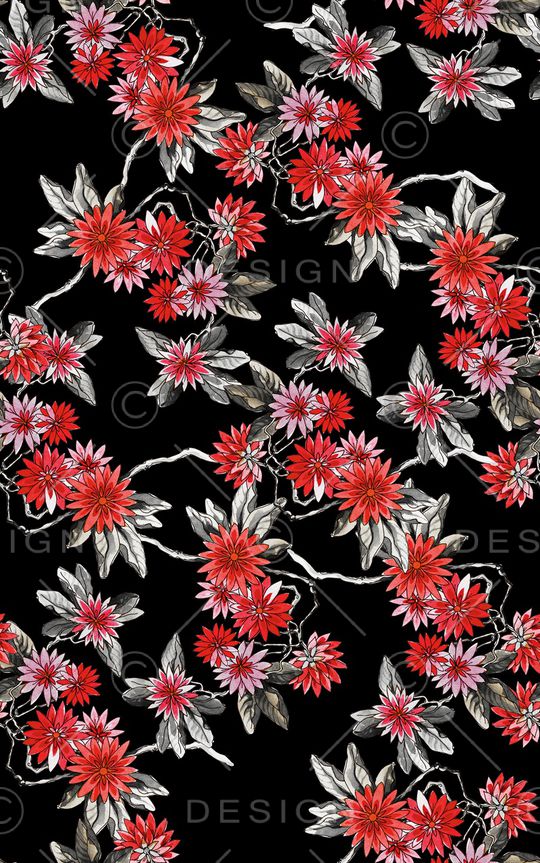 水彩花卉印花华亿平台图片