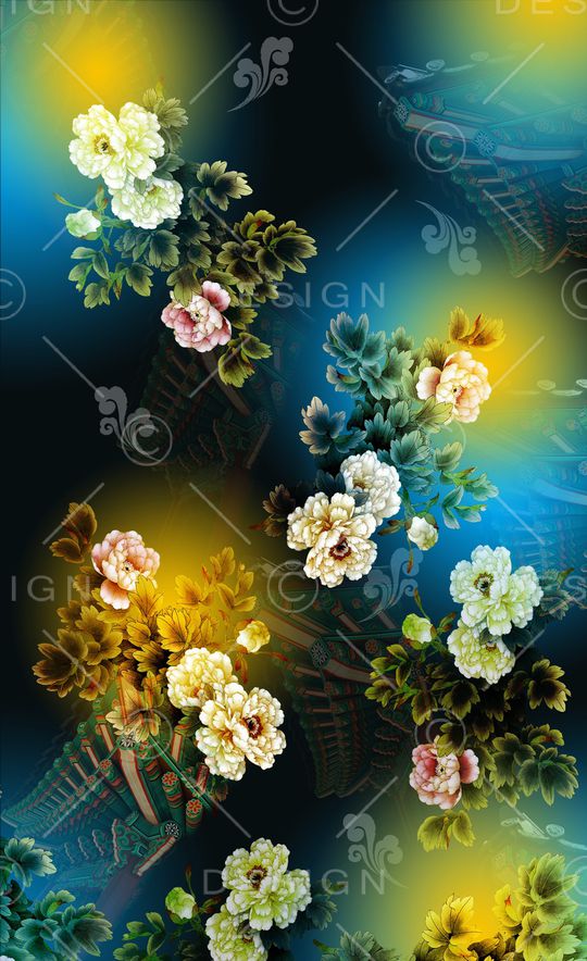 牡丹印花华亿平台图片