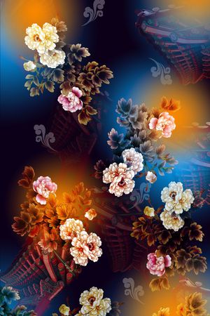 牡丹印花华亿平台图片