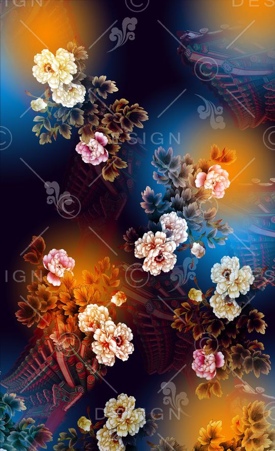 牡丹印花华亿平台图片