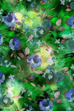 手绘花卉印花华亿平台图片