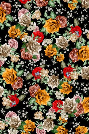 手绘花卉印花华亿平台图片