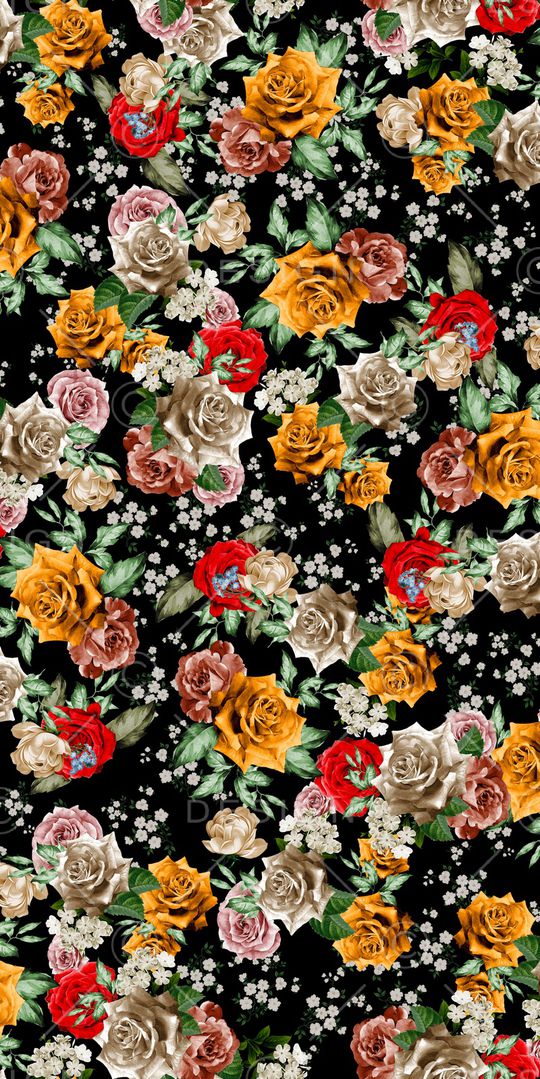 手绘花卉印花华亿平台图片