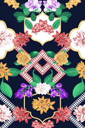 抽象花卉印花华亿平台图片