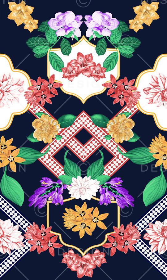 抽象花卉印花华亿平台图片