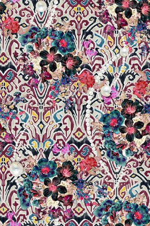 抽象花卉印花华亿平台图片