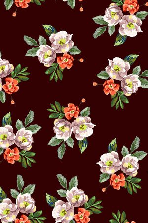 黑底花卉印花华亿平台图片