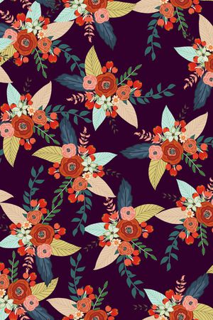 黑底花卉印花华亿平台图片