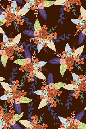 黑底花卉印花华亿平台图片