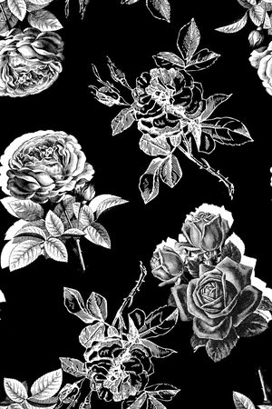 黑底花卉印花华亿平台图片