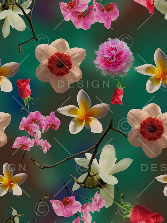 玉兰花印花华亿平台图片