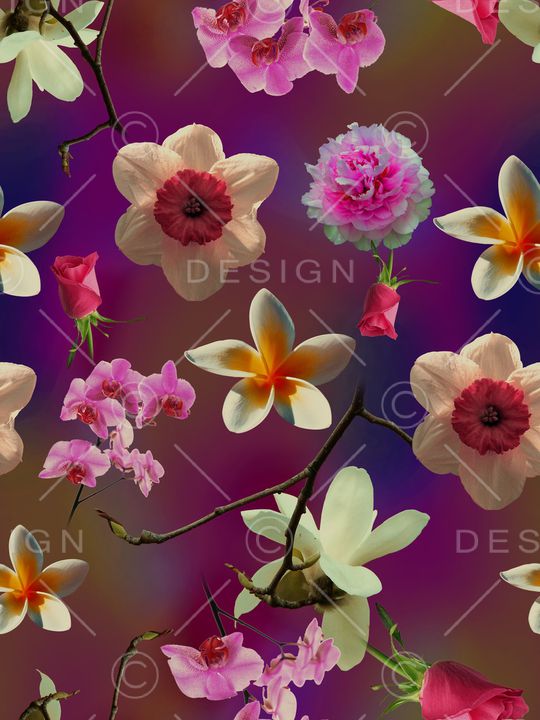 玉兰花印花华亿平台图片