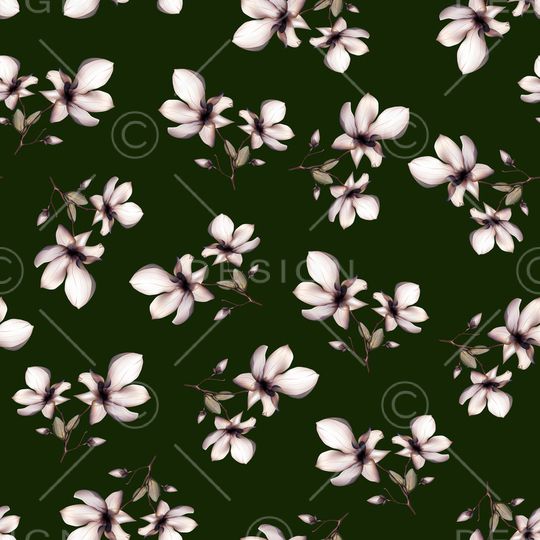 黑底花卉印花华亿平台图片