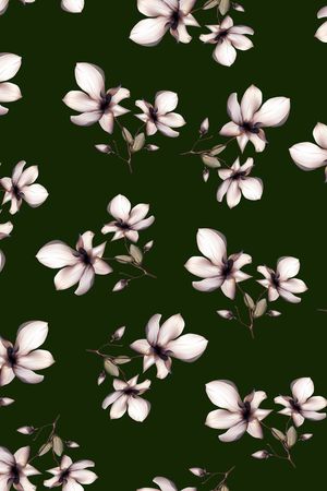 黑底花卉印花华亿平台图片