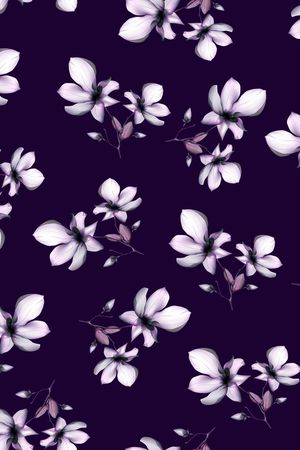 黑底花卉印花华亿平台图片