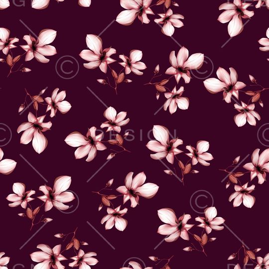 黑底花卉印花华亿平台图片