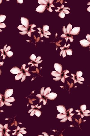 黑底花卉印花华亿平台图片