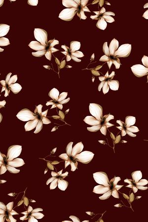 黑底花卉印花华亿平台图片