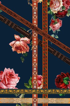 手绘花卉印花华亿平台图片