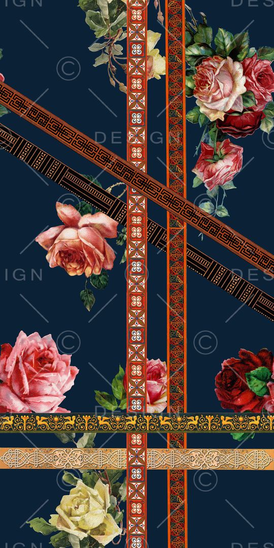 手绘花卉印花华亿平台图片