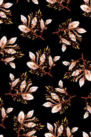 黑底花卉印花华亿平台图片