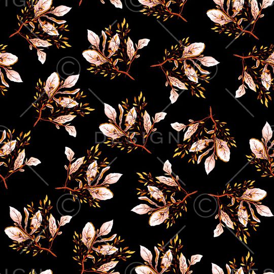 黑底花卉印花华亿平台图片