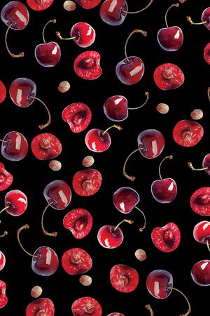 黑底花卉印花华亿平台图片